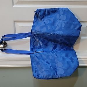 CoachSignature Packable Cool Blue Nylon Weekend/Travel Bag
